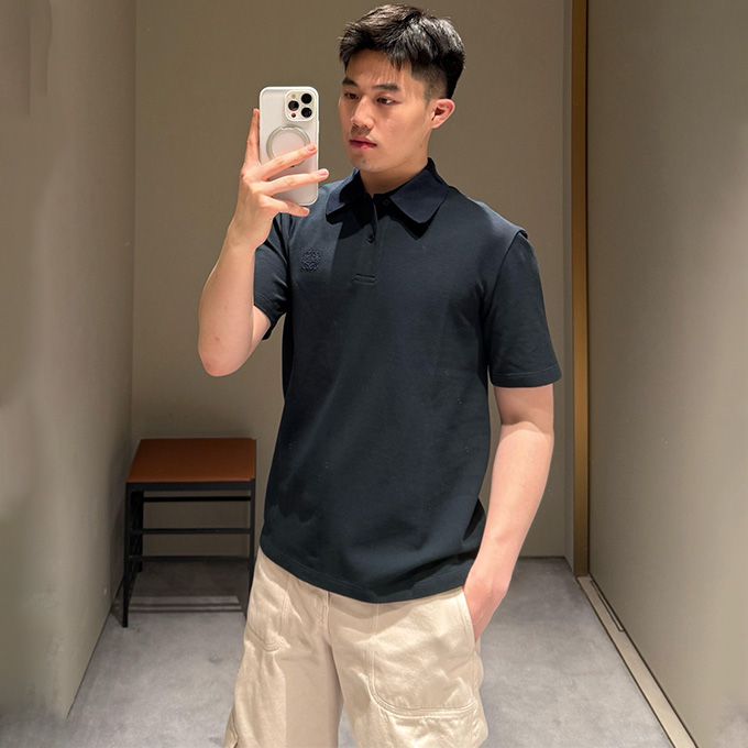 loewe anagram embroidered cotton pique polo shirt